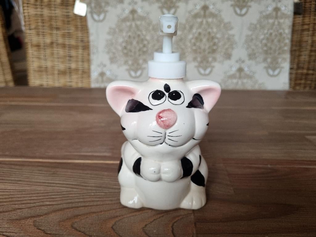 Mooie Zeldzame Vintage Jaren 90 Zeep Dispenser Kat Poes, Antiek en Kunst, Antiek | Porselein, Verzenden