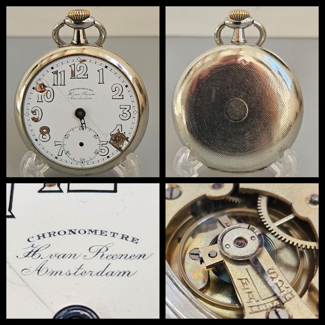 Antiek zakhorloge, H. Van Reenen, Amsterdams. Uurwerk loopt, Ophalen of Verzenden