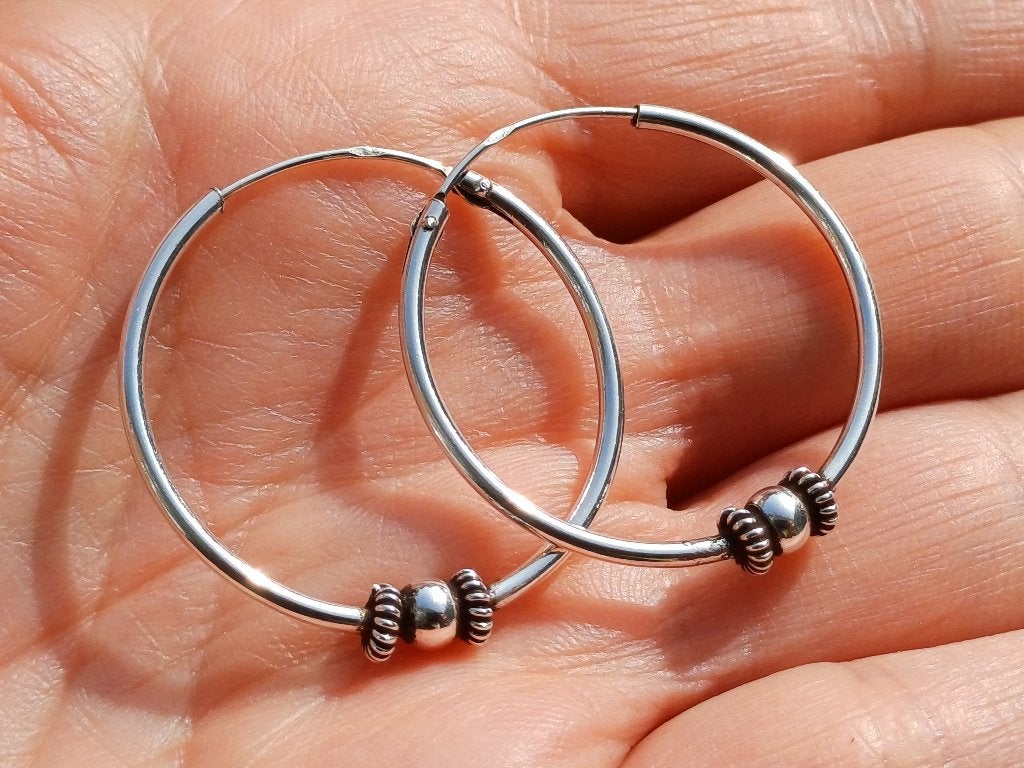 Vanoli - 925 zilver creolen oorbellen uit Bali hoops 3 cm, Hangers, Vanoli, Amsterdam, Nieuw