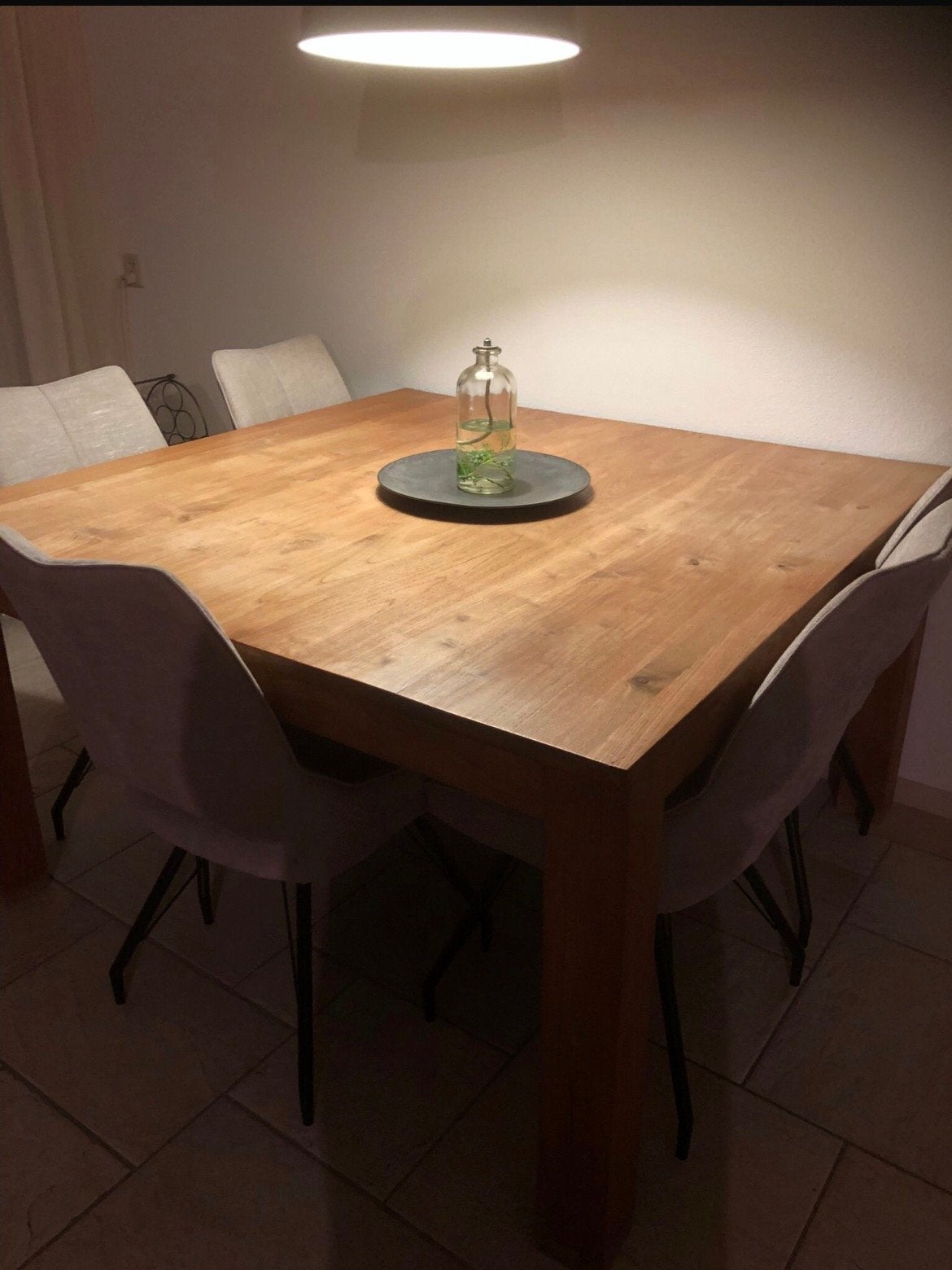 Vierkante eettafel 140x140 cm, Gebruikt, 100 tot 150 cm, Vierkant, Ophalen of Verzenden