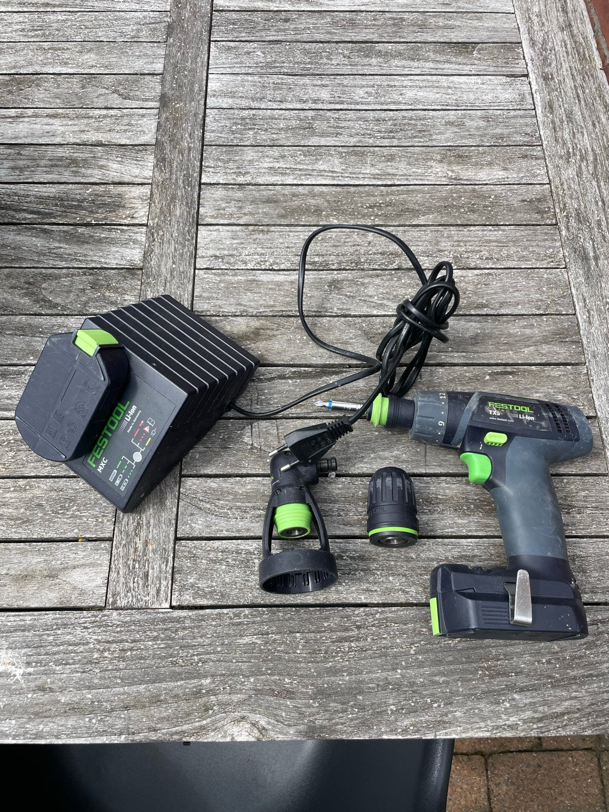 Festool TXS 12V Accuboormachine met Oplader en Accessoires, Gebruikt, Variabele snelheid, Ophalen of Verzenden, Boor- en Schroefmachine