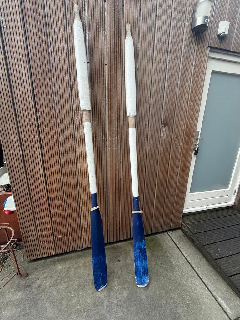 Roeispanen - Set van 2. Handgemaakt van Italiaanse sloep., Watersport en Boten, Ophalen, Gebruikt, Enkelbladige peddel
