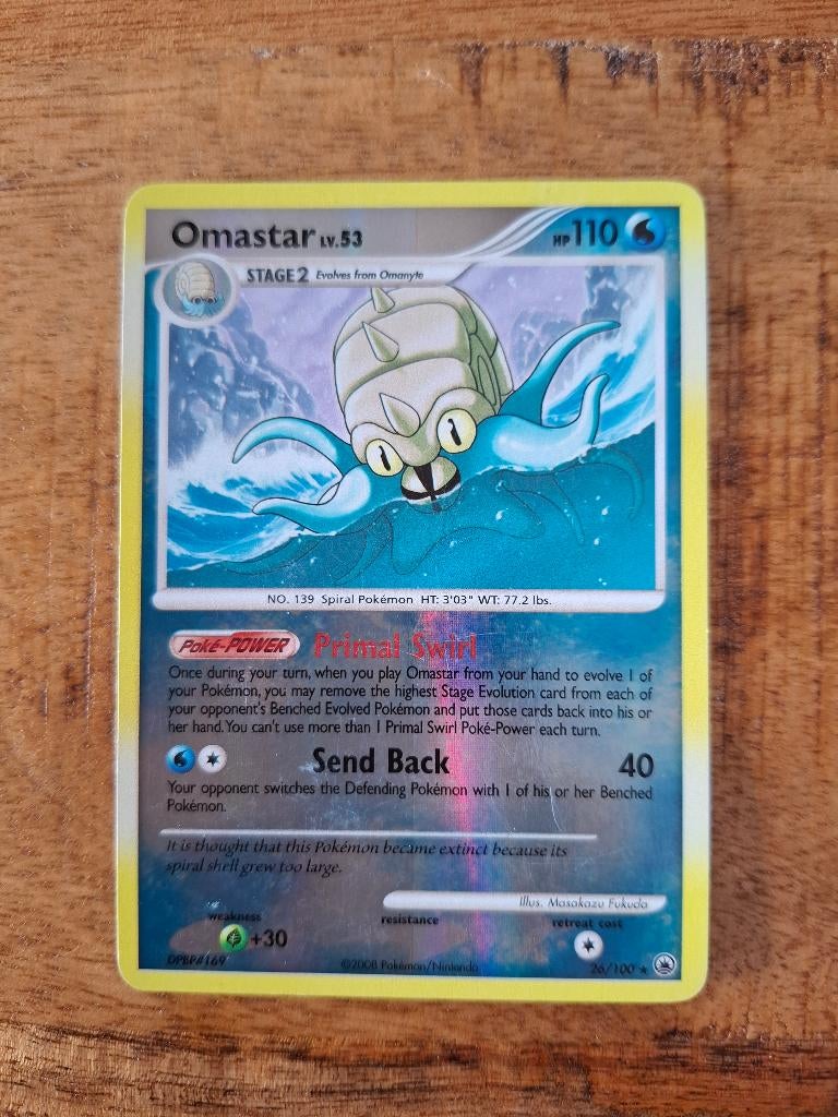 Omastar 26/100 Reverse Holo, Ophalen of Verzenden, Zo goed als nieuw, Losse kaart, Foil