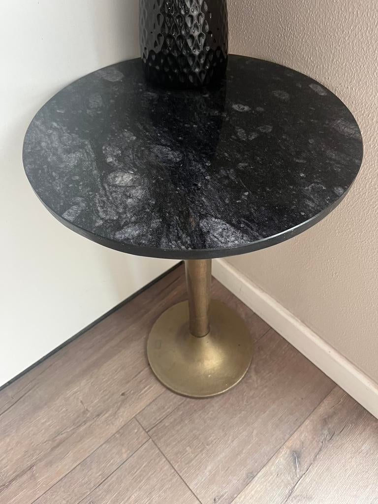 Marmer tafeltje zwart goud PTMD, Ophalen of Verzenden, Zo goed als nieuw, Rond, 60 cm of meer