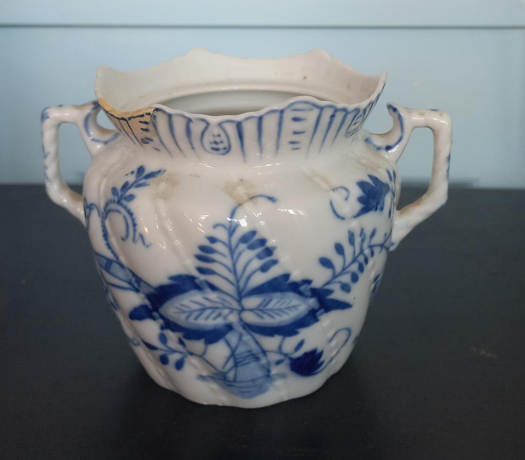 Antiek porseleinen Louis Regout Zwiebelmuster potje, Antiek en Kunst, Antiek | Servies los, Ophalen of Verzenden