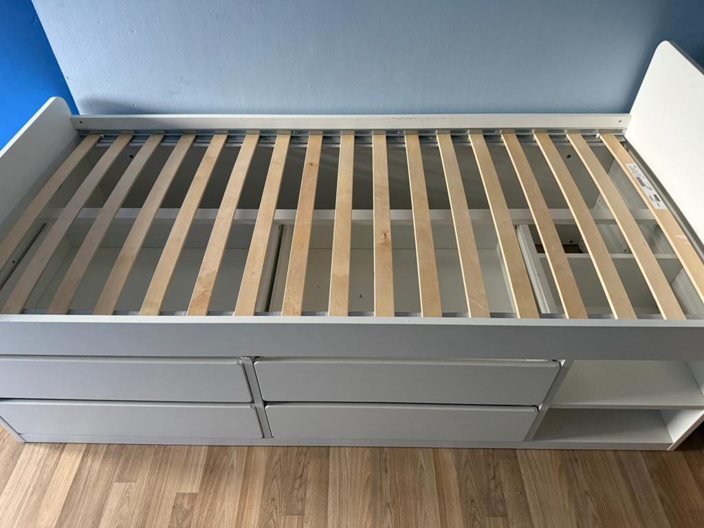 Eenpersoons bed 90x200 met opbergruimte, Ophalen, Gebruikt, 90 cm, Eenpersoons