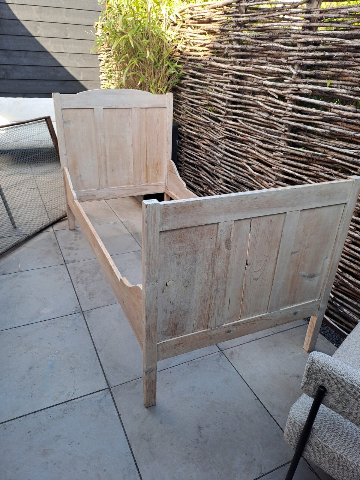 Vintage houten bedframe - 1 persoons, Ophalen, Gebruikt, 90 cm, Eenpersoons