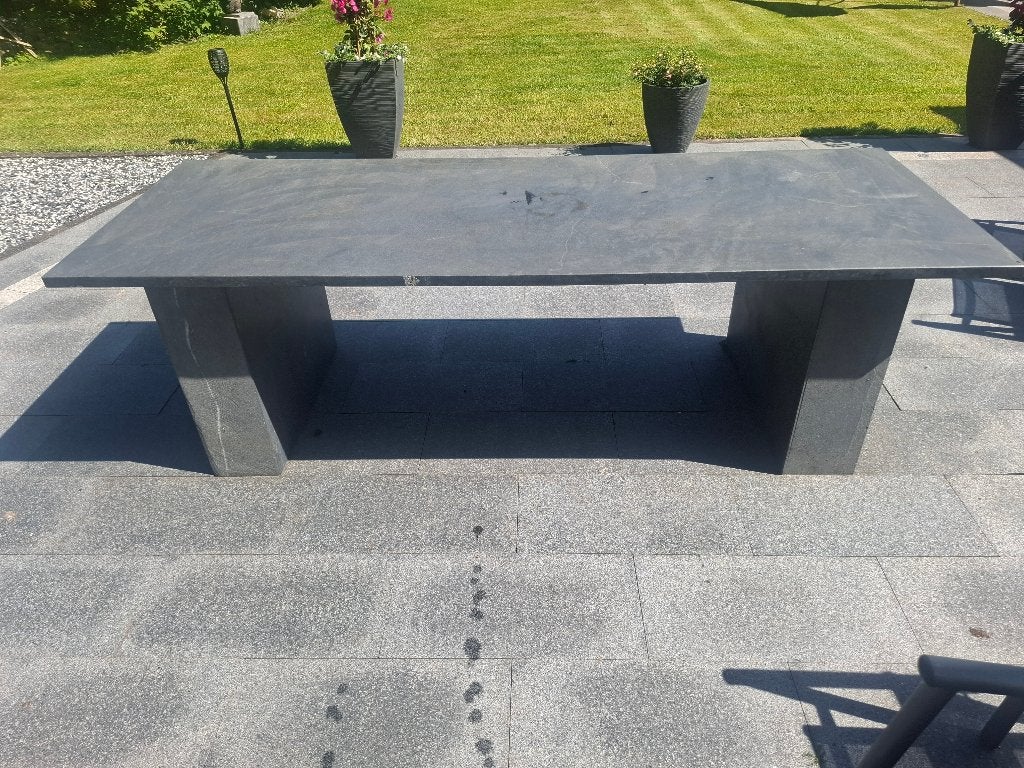 Natuursteen tuintafel, Tuin en Terras, Ophalen, Gebruikt, Rechthoekig, Overige materialen