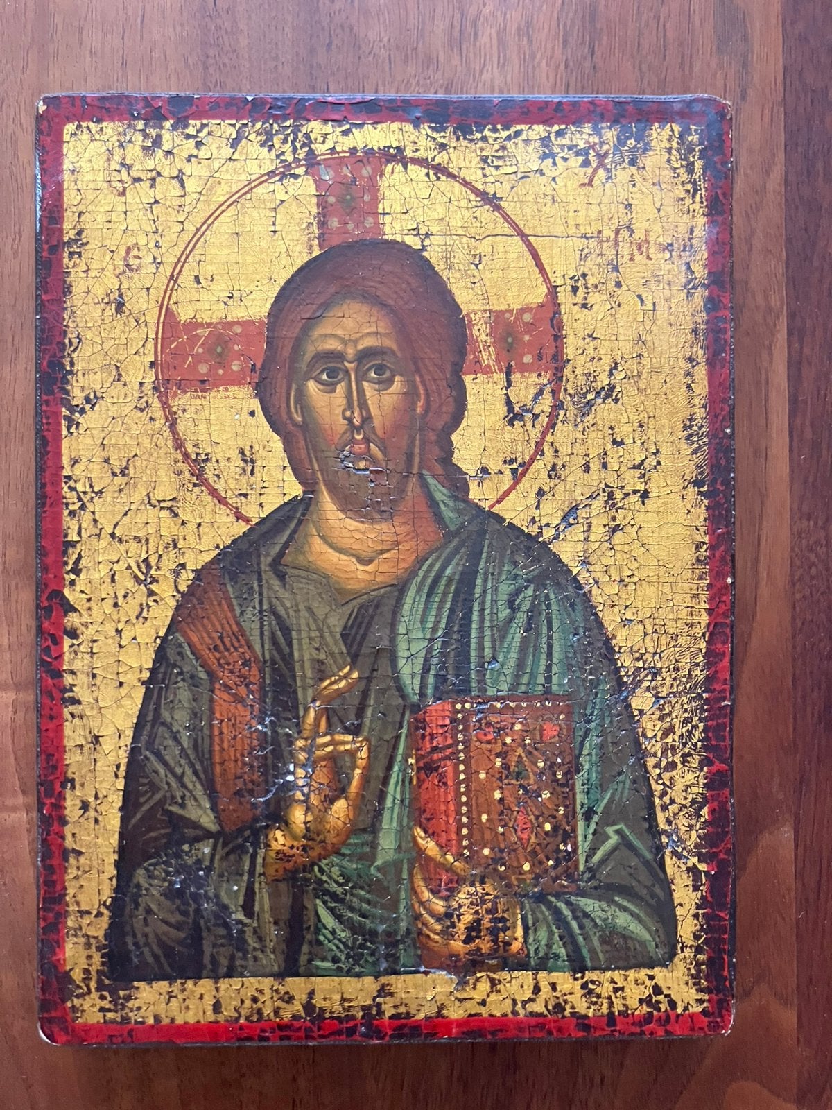 Antieke handgeschilderde Icoon Jesus Predator, Ophalen of Verzenden