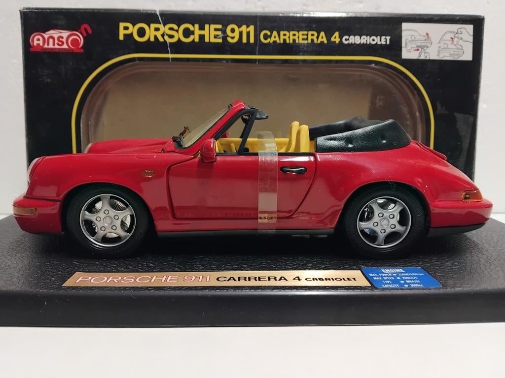 Porsche 911 Carrera 4 Cabriolet rood Anson metal 1:18 KRD, Ophalen of Verzenden, Zo goed als nieuw, Auto, Anson