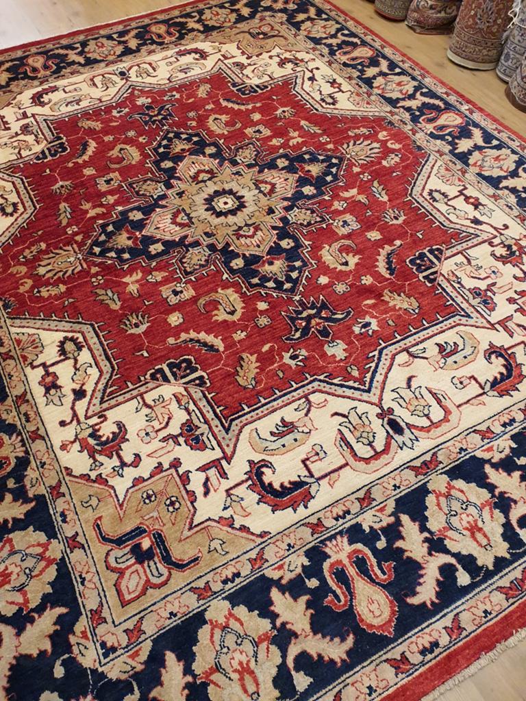 Handgeknoopt oosters tapijt kazak 306x240, Info@SlatsAntiek.nl, Crème, Perzisch, Vof Slats Antiek