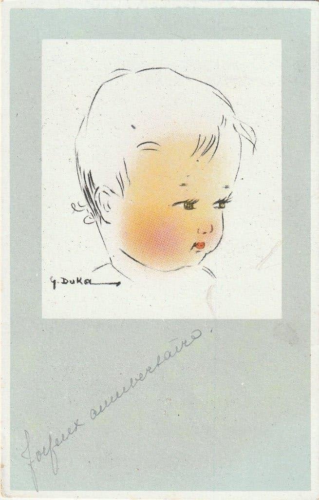 KIND TEKN G . DUKA  JAREN 40-50 ZEER MOOIE OUDE KAART KN802, Ophalen of Verzenden, 1940 tot 1960, Gelopen, Overige thema's