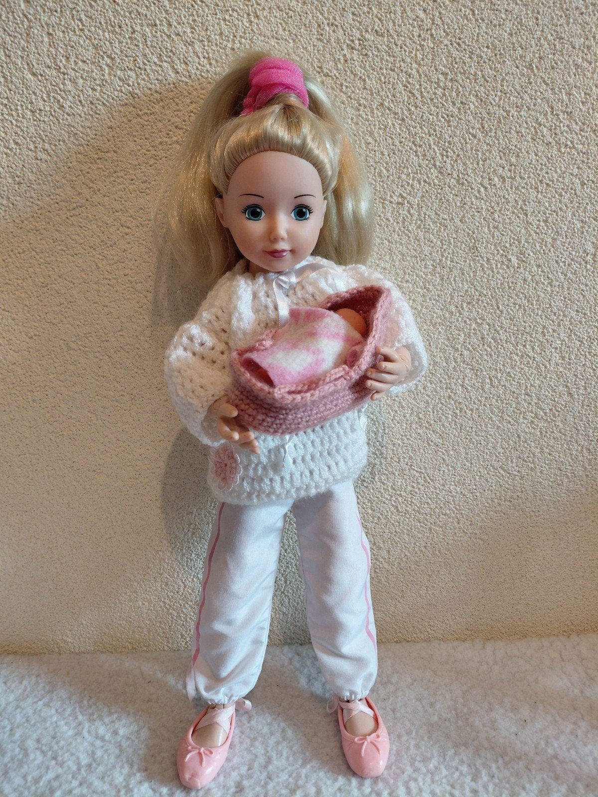 Leuke Jolina Pop van Zapf Creation  met Baby in Reiswiegje, Ophalen of Verzenden, Gebruikt, Overige typen