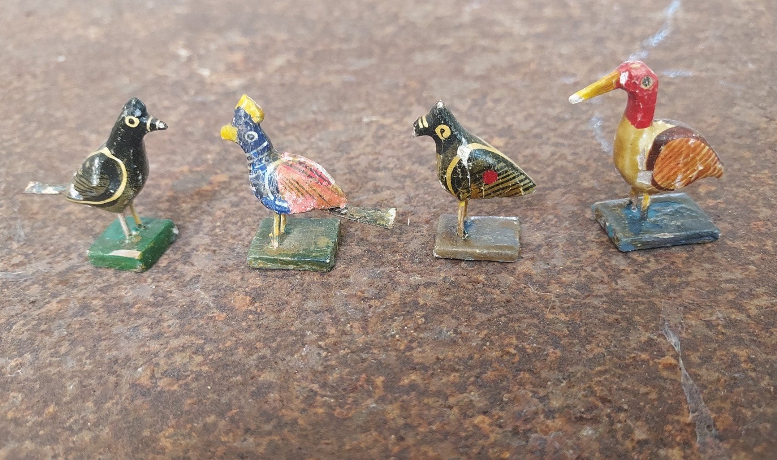 Vintage Nirmal Indiase miniatuur vogels, Poniki Chekka hout, Ophalen of Verzenden