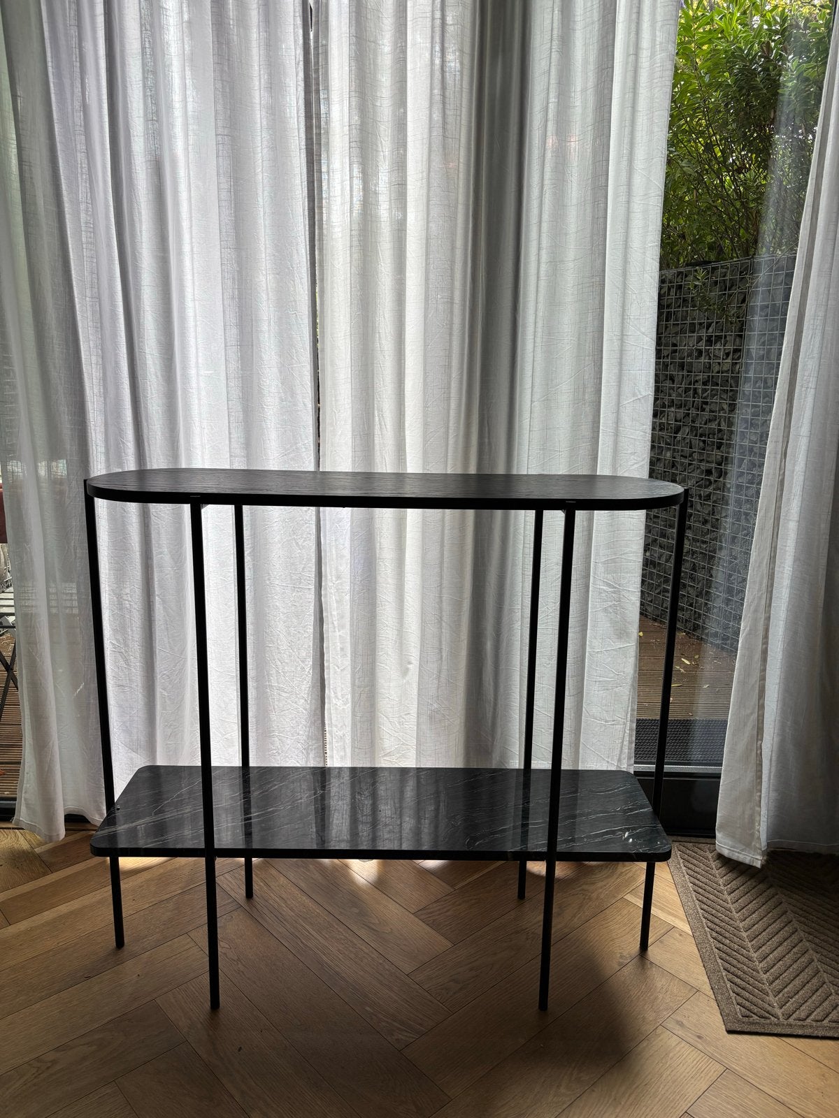 Moderne console tafel met marmer en hout, Ophalen, Overige materialen, Gebruikt, 75 cm of meer
