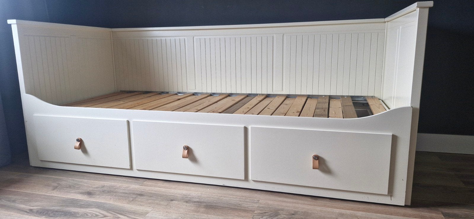Ikea Hemnes Bedbank met lades - gebruikerssporen, Ophalen, Gebruikt, Wit, Tweepersoons