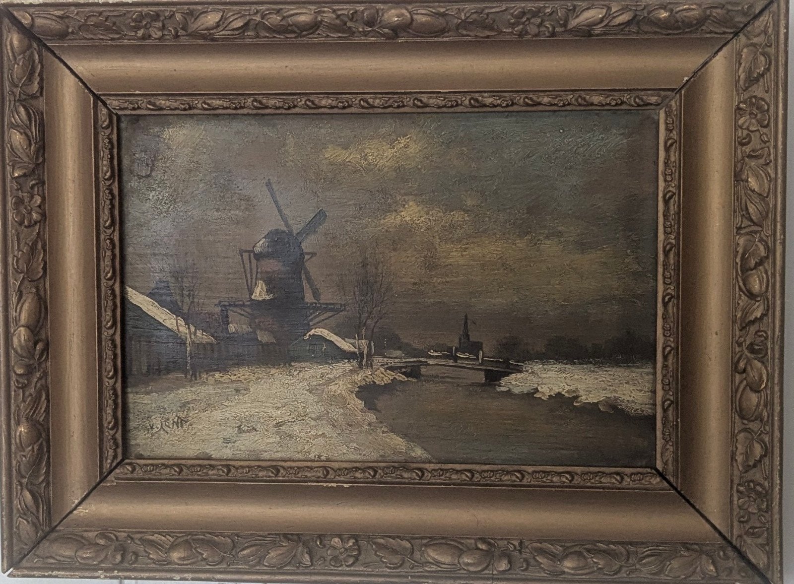 olieverf winter landschap, Ophalen of Verzenden