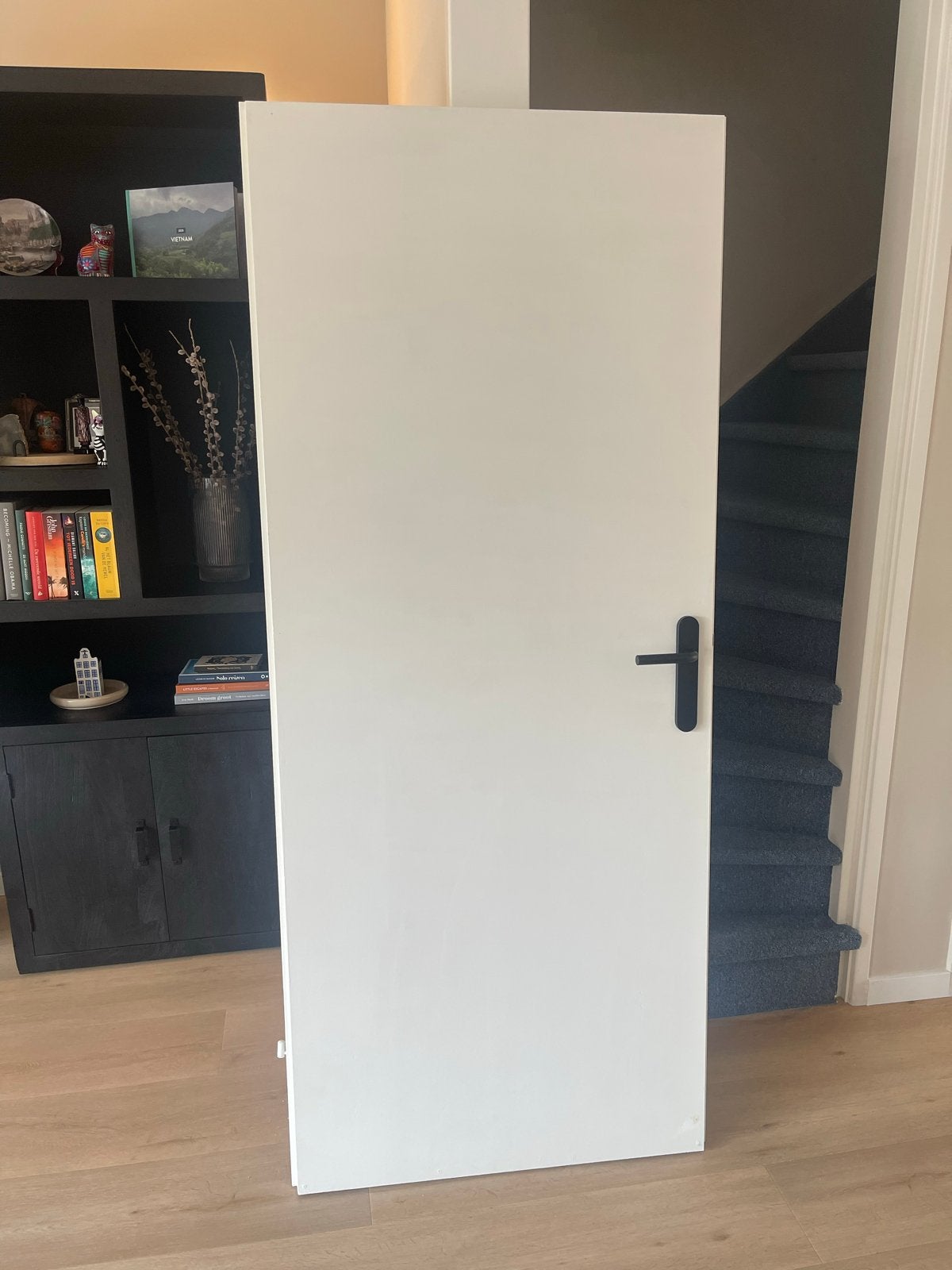 Gelakte opdekdeur rechtsdraaiend 83 x 201,5 cm, Doe-het-zelf en Verbouw, Ophalen, Gebruikt, 80 tot 100 cm, Binnendeur