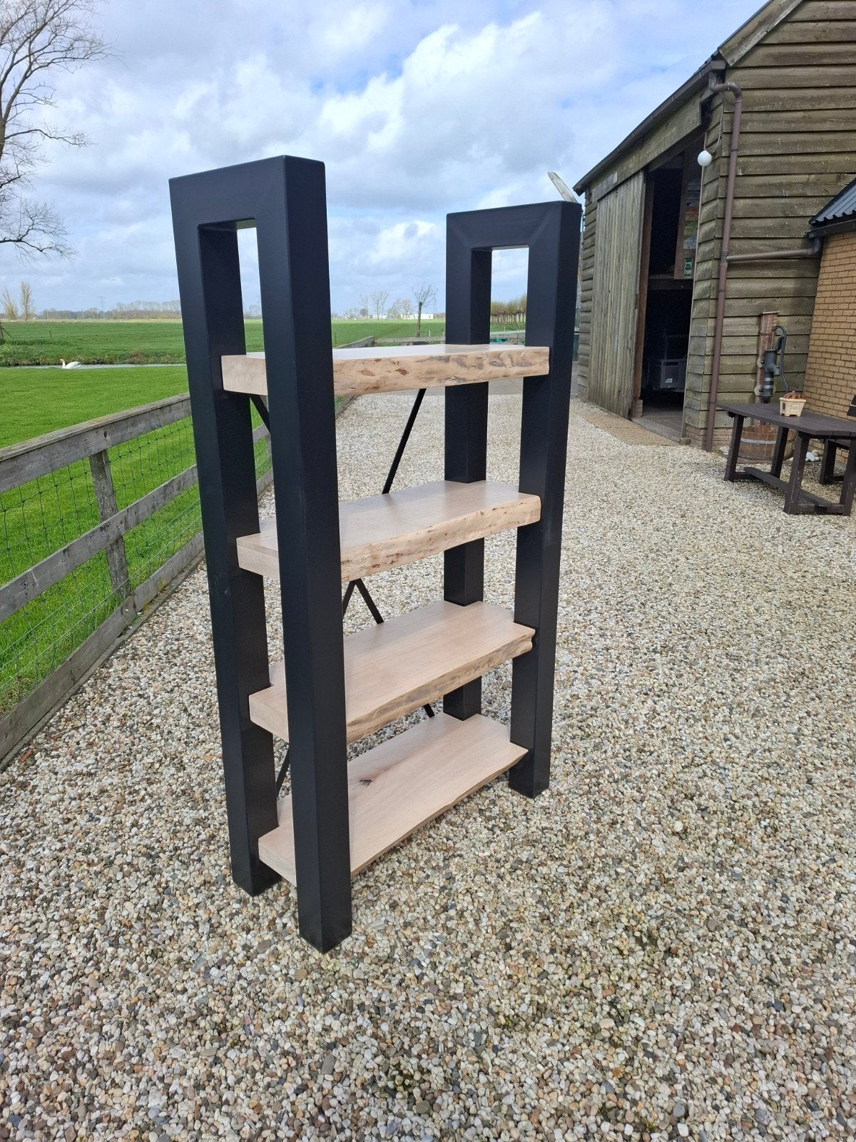Stoere boekenkast met boomstambladen, Met plank(en), Nieuw, 50 tot 100 cm, 150 tot 200 cm