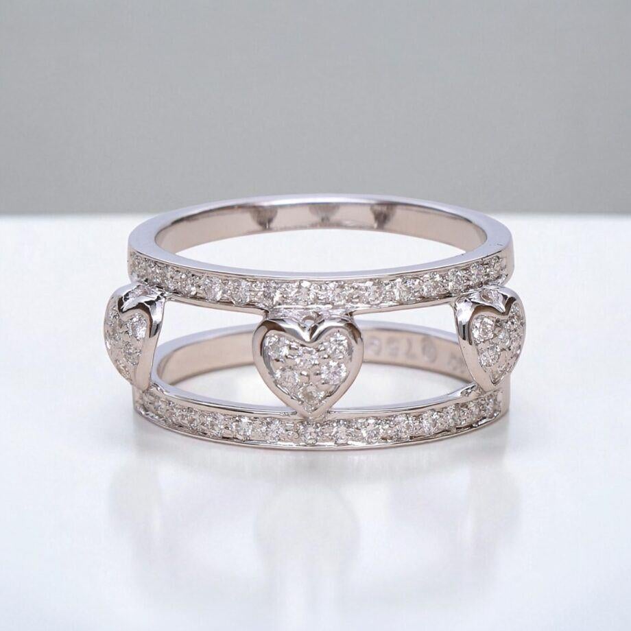 Ring Hidalgo Model Heart – 18K White Gold – with Diamonds, Ophalen of Verzenden, Zo goed als nieuw, 17 tot 18, Dame
