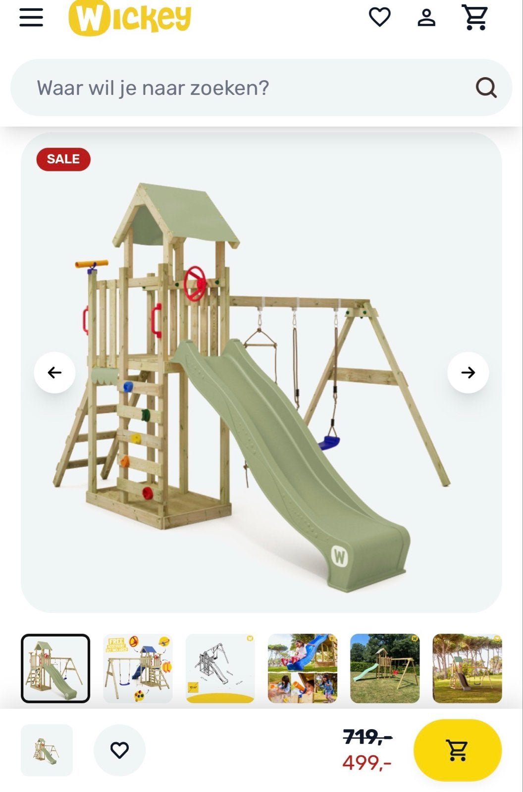 Wickey multiflyer light  Speelhuis met Glijbaan en Schommels, Ophalen, Gebruikt, Glijbaan