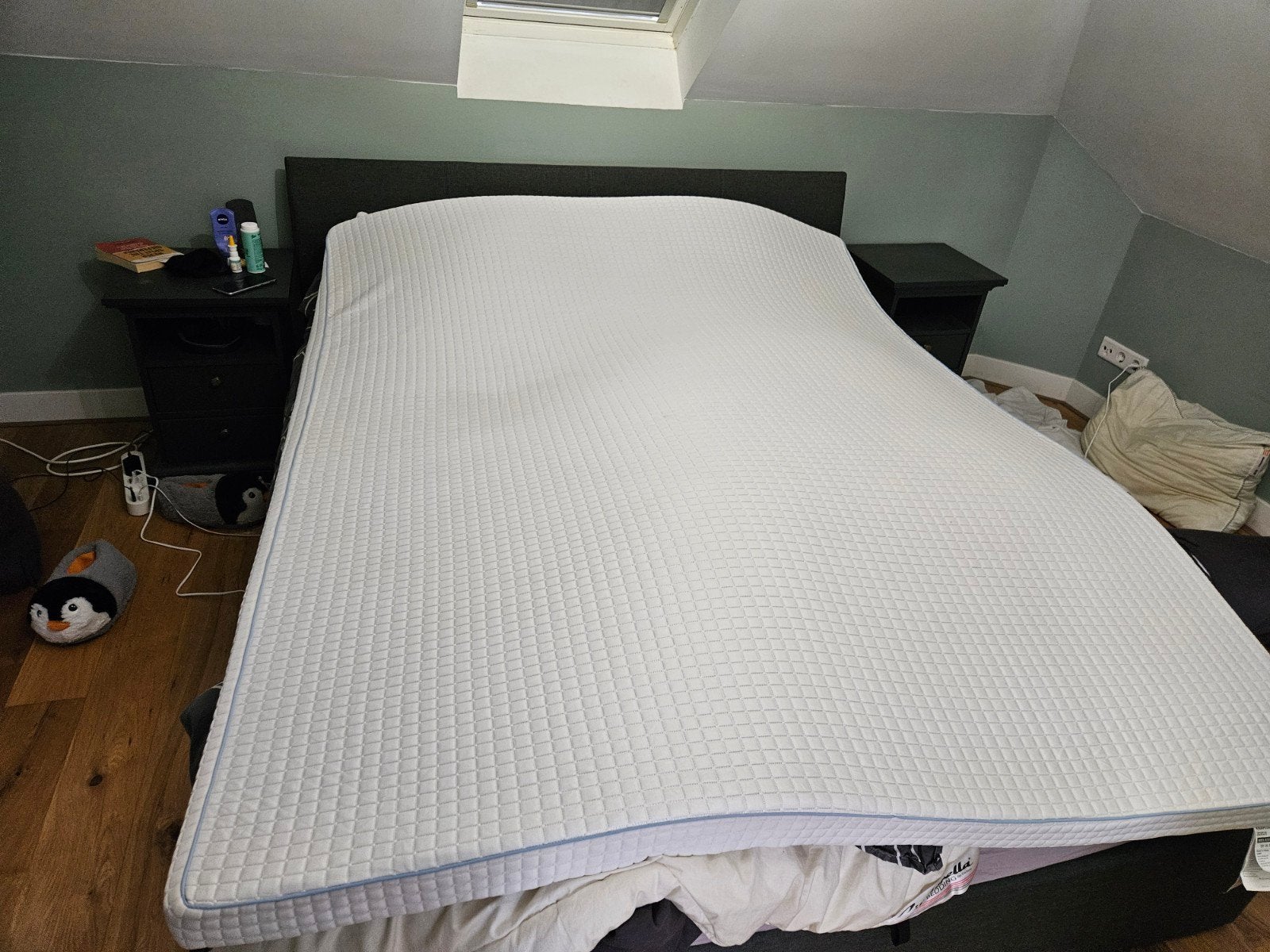 Ikea 160x200 Knapstad matras topper, Ophalen, Wit, Tweepersoons, Zo goed als nieuw