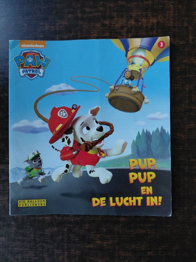 Paw patrol Boek Pup, pup en de lucht in!, Gelezen, Fictie algemeen, Ophalen of Verzenden, Paw patrol