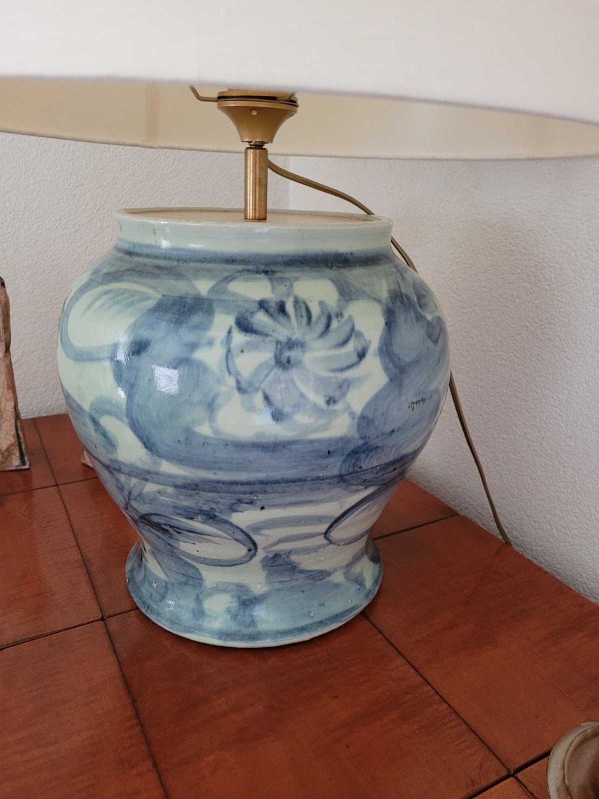 Vintage Chinese Blauw-Witte Keramische Tafellamp, Ophalen of Verzenden