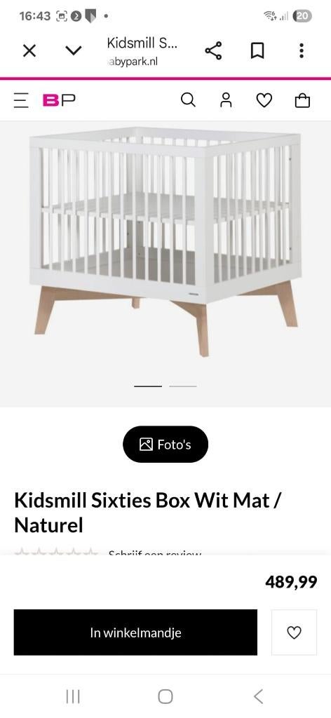 Kidsmill sixties box wit mat naturel, Ophalen of Verzenden, Zo goed als nieuw