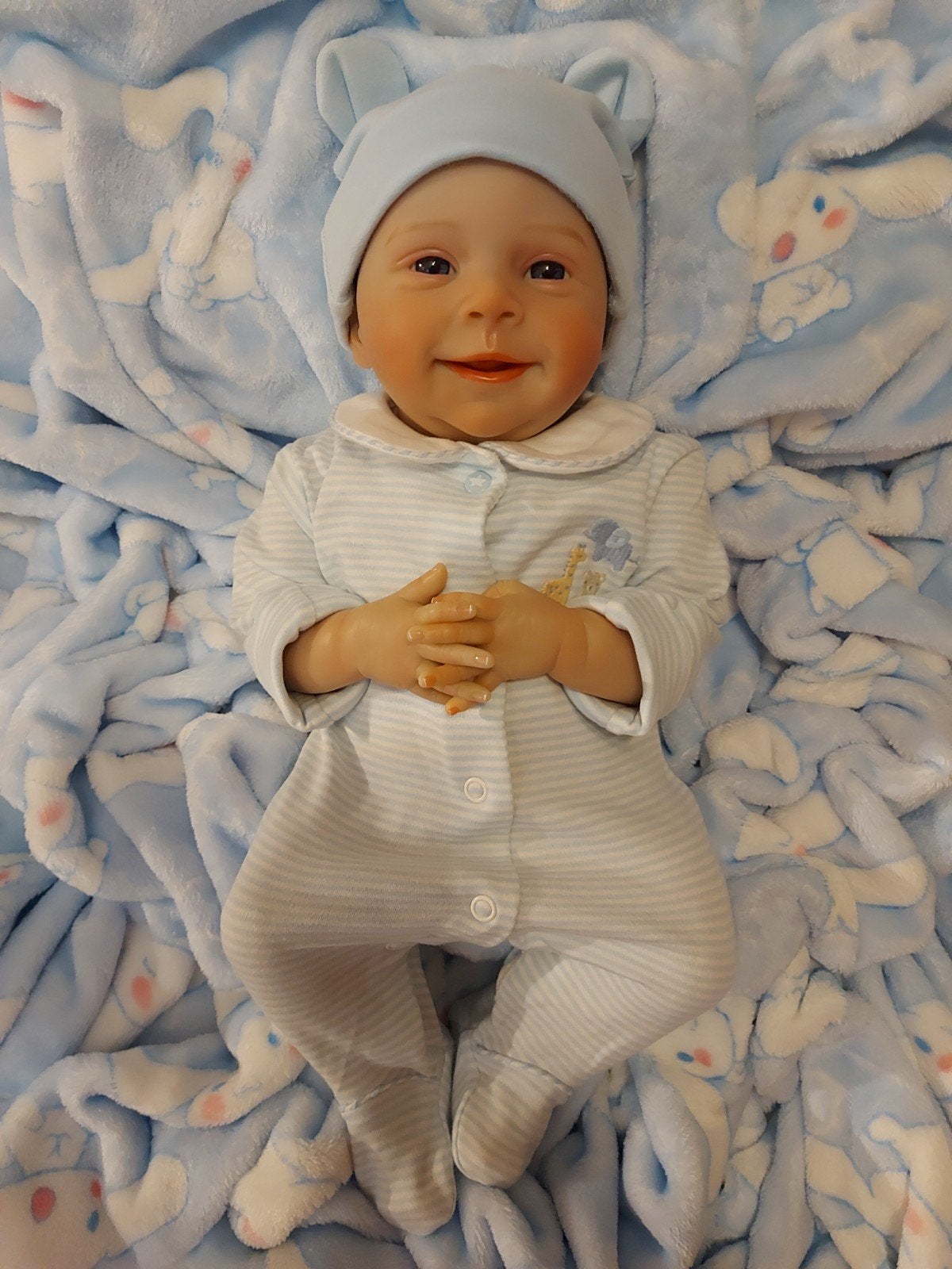 Prachtige Lachende Reborn Baby, Ophalen of Verzenden, Zo goed als nieuw, Babypop