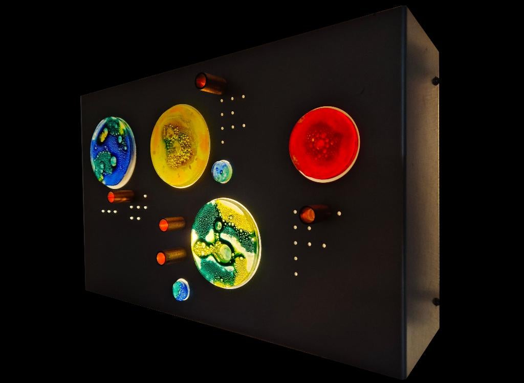Mooie zeldzame vintage Raak Willem van Oyen design wandlamp, Ophalen of Verzenden, Gebruikt, Glas