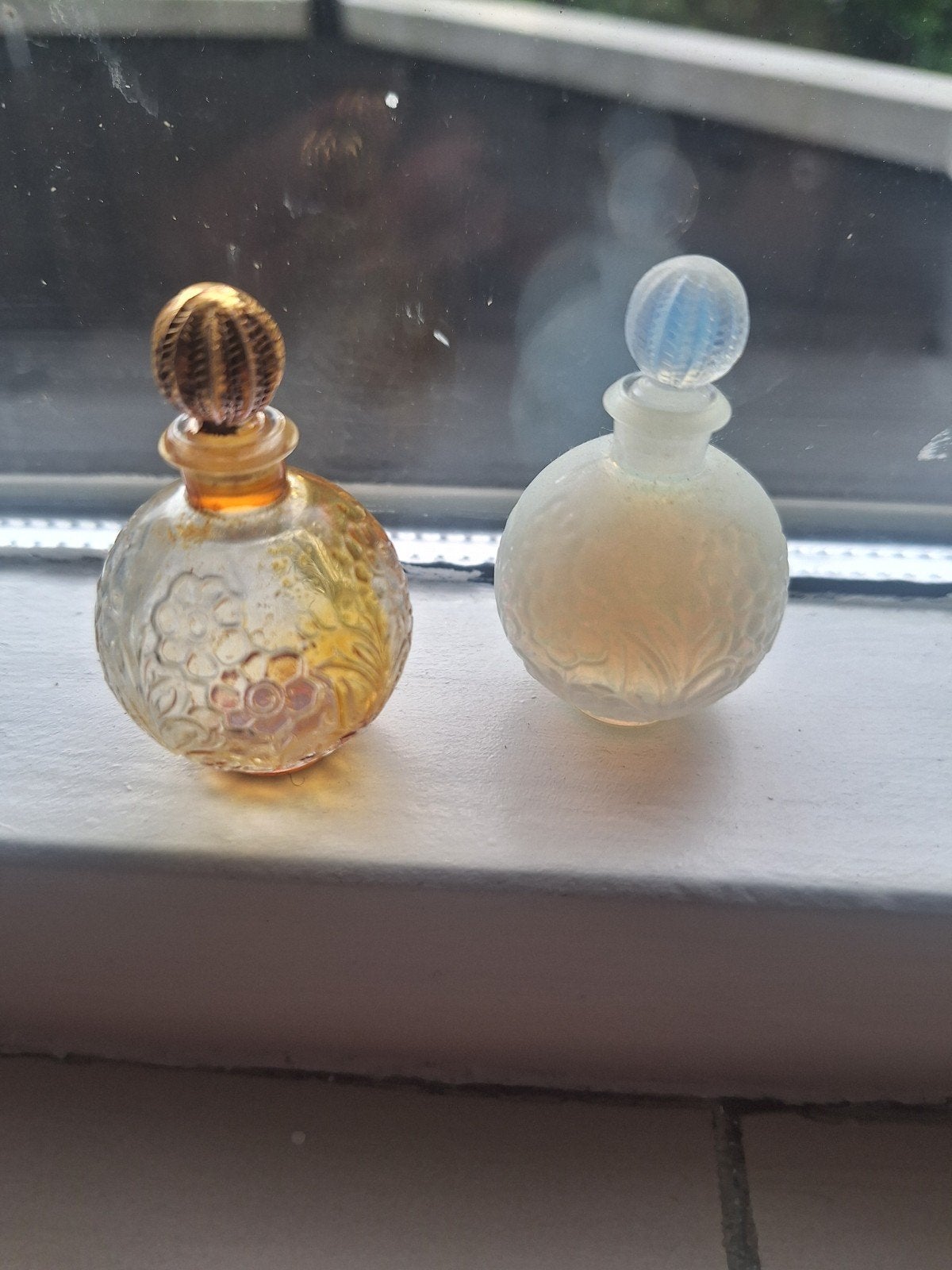 Coty A'Suma Lalique Opaalglas Parfumflesjes, Antiek en Kunst, Ophalen of Verzenden