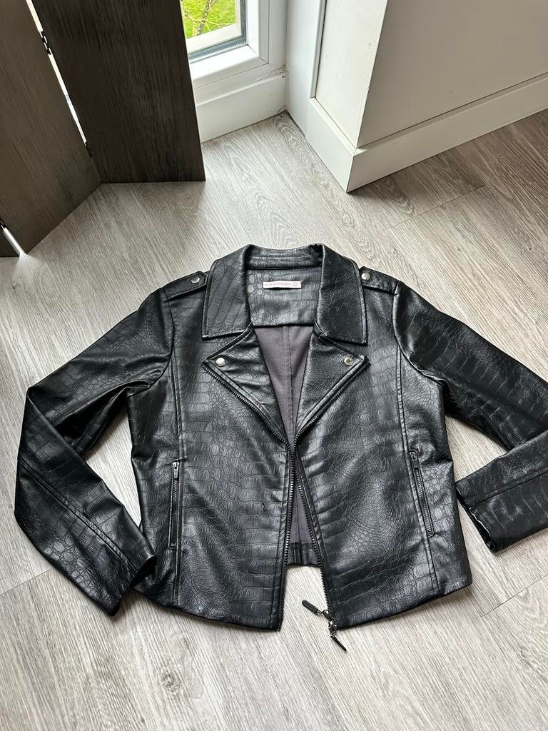 Studio Anneloes Vegan Leren Jasje Zwart Croco Print Maat L, Kleding | Dames, Jassen | Zomer, Maat 42/44 (L), Zwart, Ophalen of Verzenden