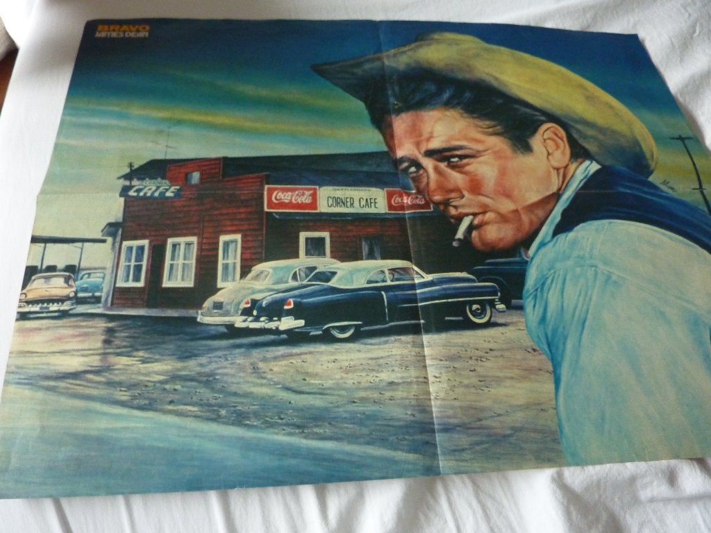 JAMES DEAN KLEUREN POSTER BRAVO, Verzamelen, Verzenden, Zo goed als nieuw, A1 t/m A3, Film en Tv