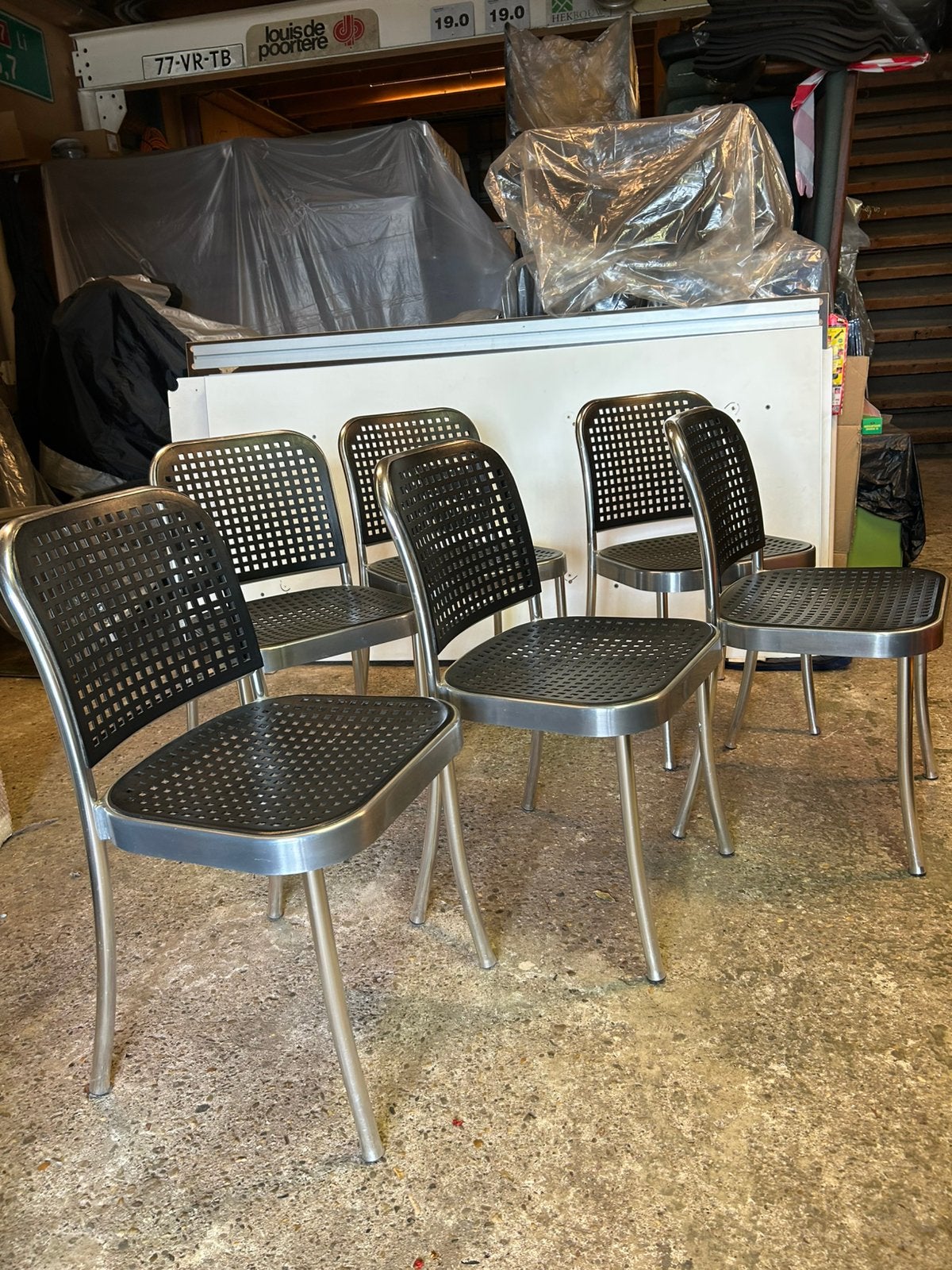 6 Depadova De Padova Silver chair stoel aluminium zwart, Ophalen, Gebruikt, Zwart, Nvt