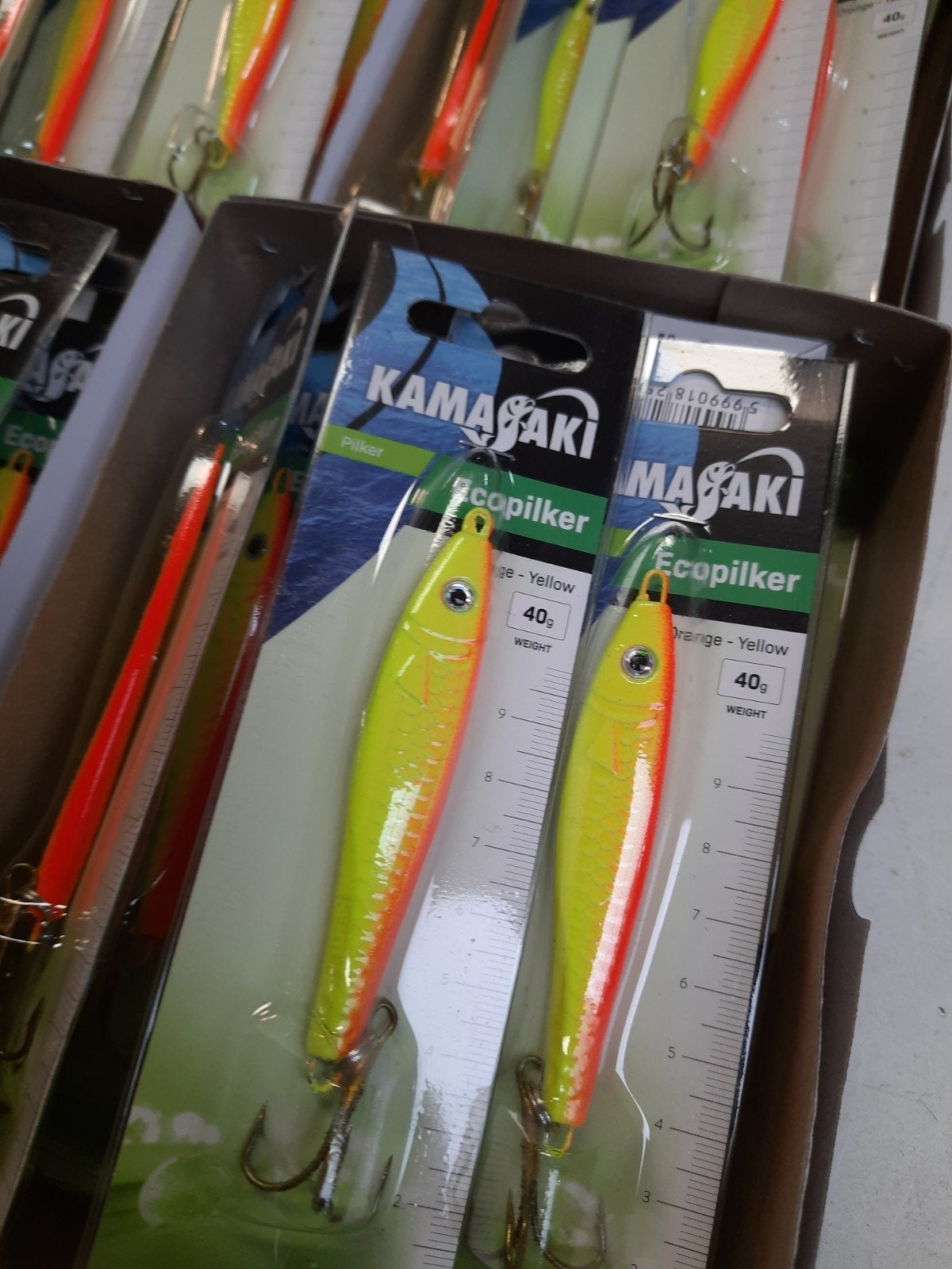 partij van 40 pilkers fluo oranje/geel 40 gram, Info@kamasaki.com, Overige typen, Nieuw, Ophalen of Verzenden