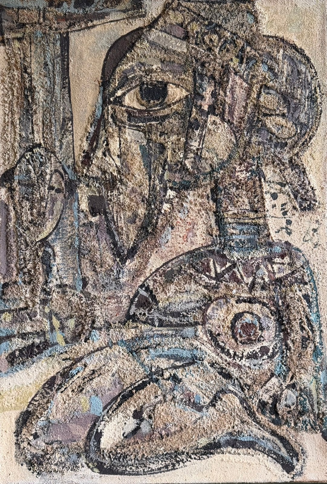 George Ebrin Adingra - twee figuren, Antiek en Kunst, Kunst | Schilderijen | Klassiek, Overige stijlen, Doek, Portret of Personen
