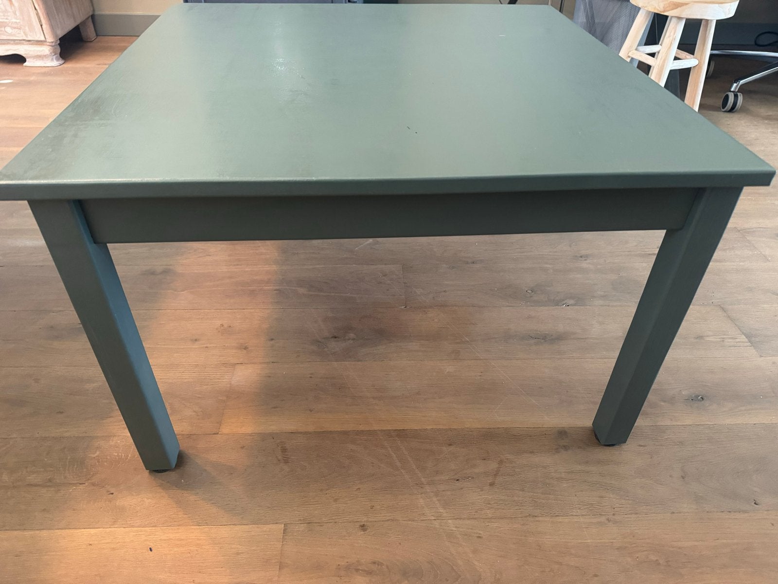 Groene salontafel met lade 90 x 90 x 48cm, Huis en Inrichting, Ophalen, Gebruikt, Vierkant, 50 tot 100 cm