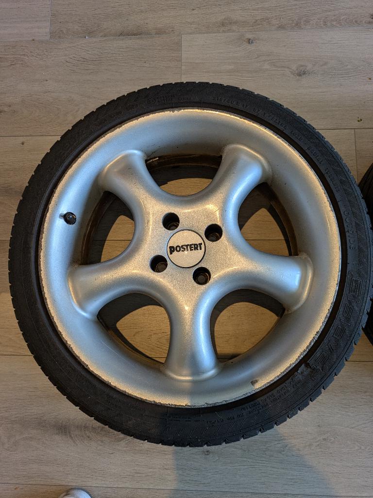 Postert 17 inch velgen 4x100 met zomerbanden 215/40 R17, Auto-onderdelen, Banden en Velgen, Ophalen, Velg(en), 17 inch, Personenwagen
