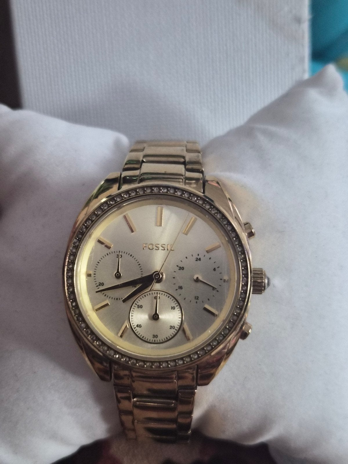 Prachtige goudkleurige Fossil Vale Chronograaf, Sieraden, Tassen en Uiterlijk, Horloges | Dames, Staal, Staal, Fossil, Polshorloge
