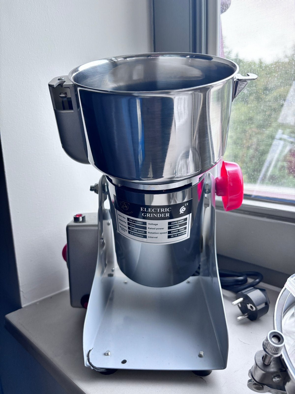Elektrische Grinder RS-FG350Y - Krachtige Maler, Minder dan 1 liter, Ophalen, Zo goed als nieuw, 1 snelheid