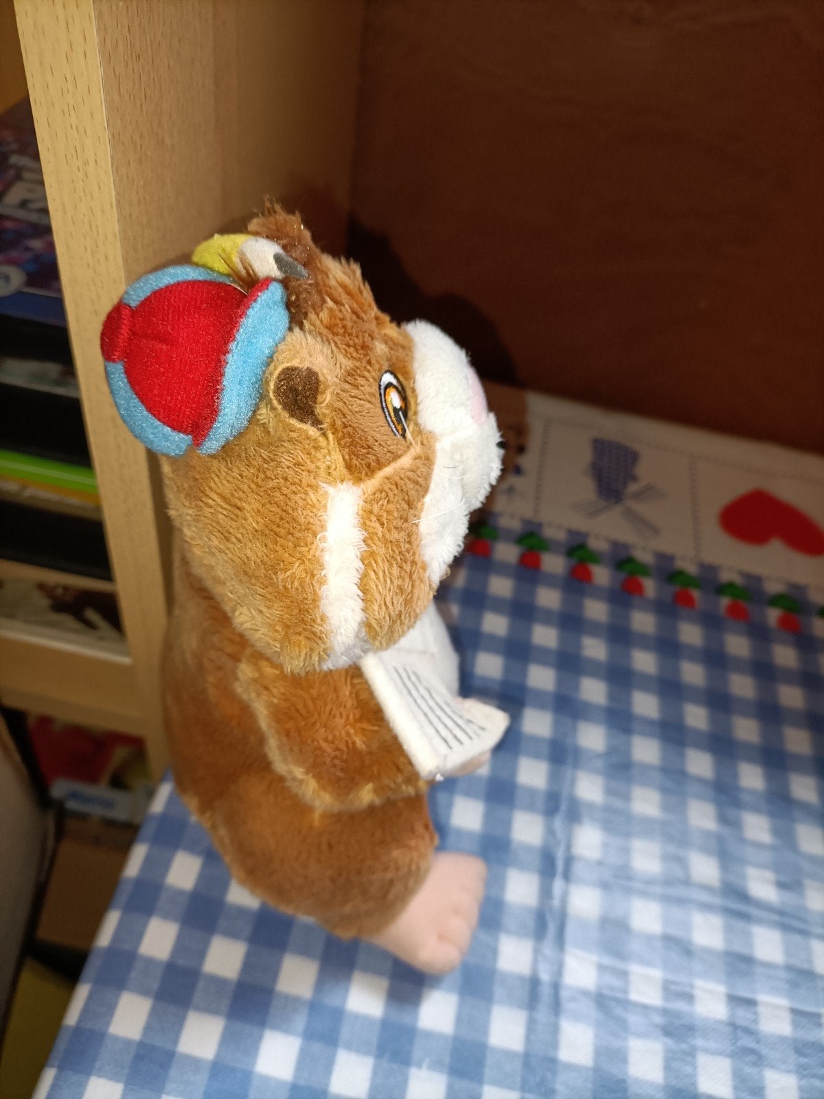 Ah hamster reporter knuffel met microfoon 20 cm groot, Ophalen of Verzenden, Zo goed als nieuw, Overige typen