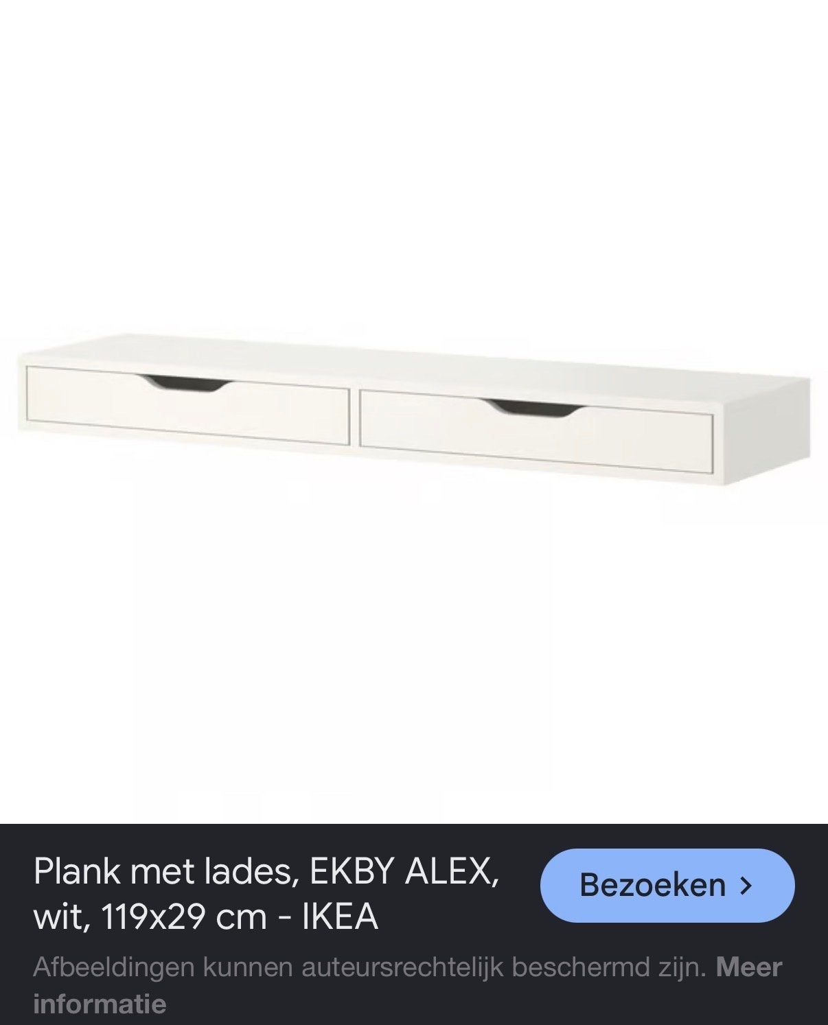 IKEA EKBY ALEX plank met lades, wit 119x29 cm, Huis en Inrichting, Ophalen, Gebruikt, 100 tot 150 cm, 1 of 2 laden
