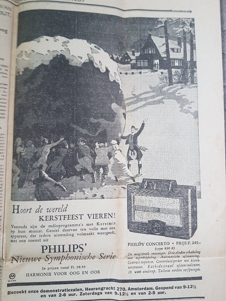Advertenties Unox en Philips Concerto (1937), Ophalen of Verzenden, 1920 tot 1940, Knipsel(s)