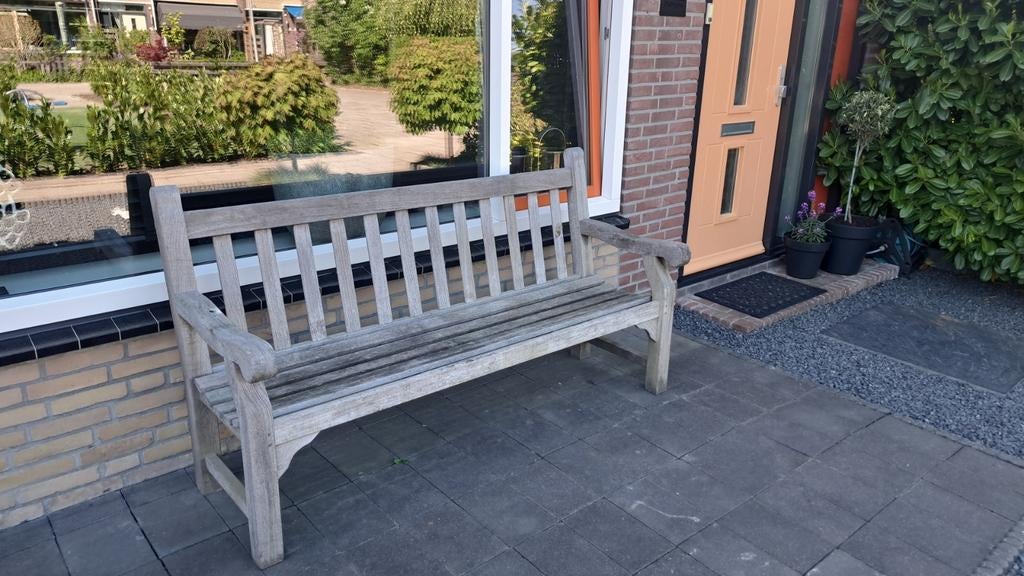 Robuuste houten tuinbank - Gebruikt, Tuin en Terras, Ophalen, Gebruikt, Hout