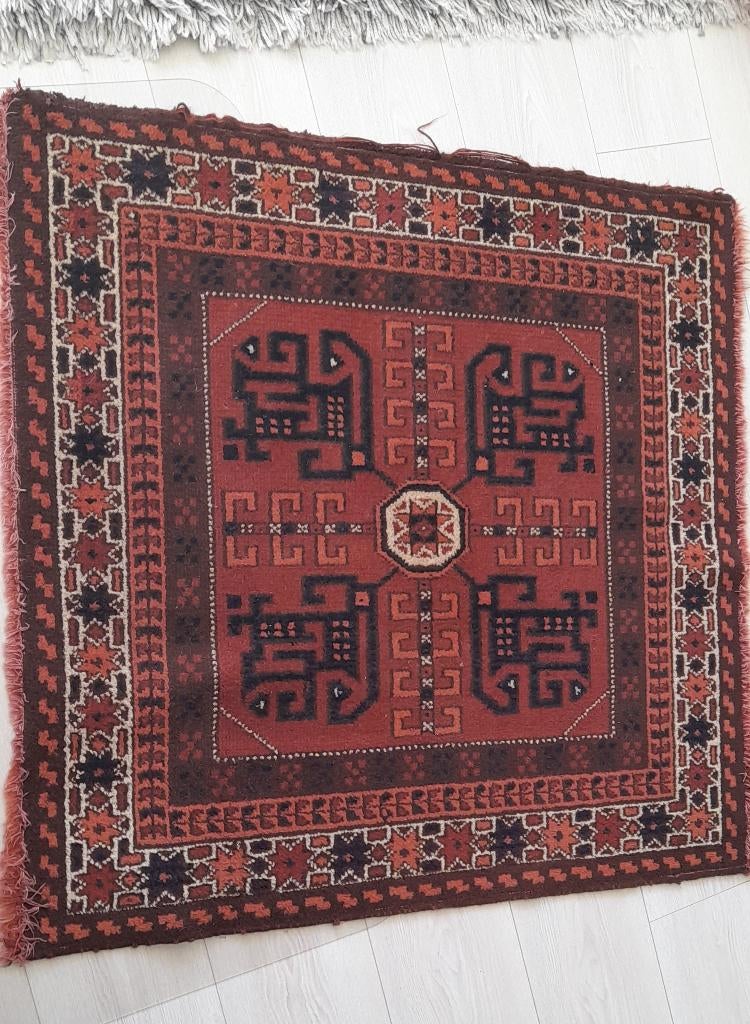 Wollen Tapijt  93 x96 cm, Gebruikt, 50 tot 100 cm, Bruin, Rechthoekig