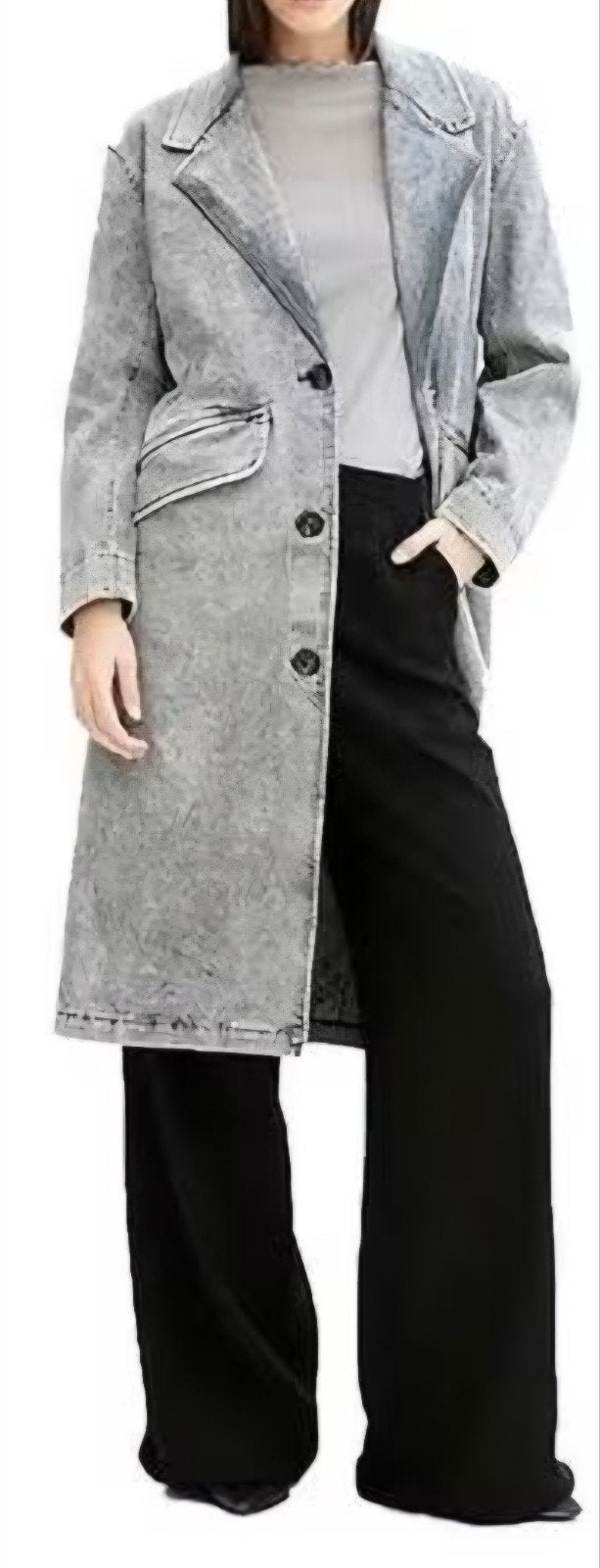 lange spijker jas denim jas in grijs maat 36 38 nieuw, Bonprix, Marten meesstraat 17, 7553bw hengelo, Nieuw, Ophalen of Verzenden