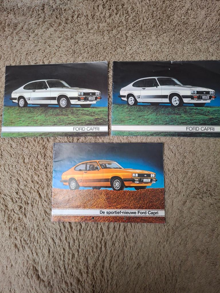 3x autofolder Ford Capri mk3, Verzenden, Gelezen, Ford