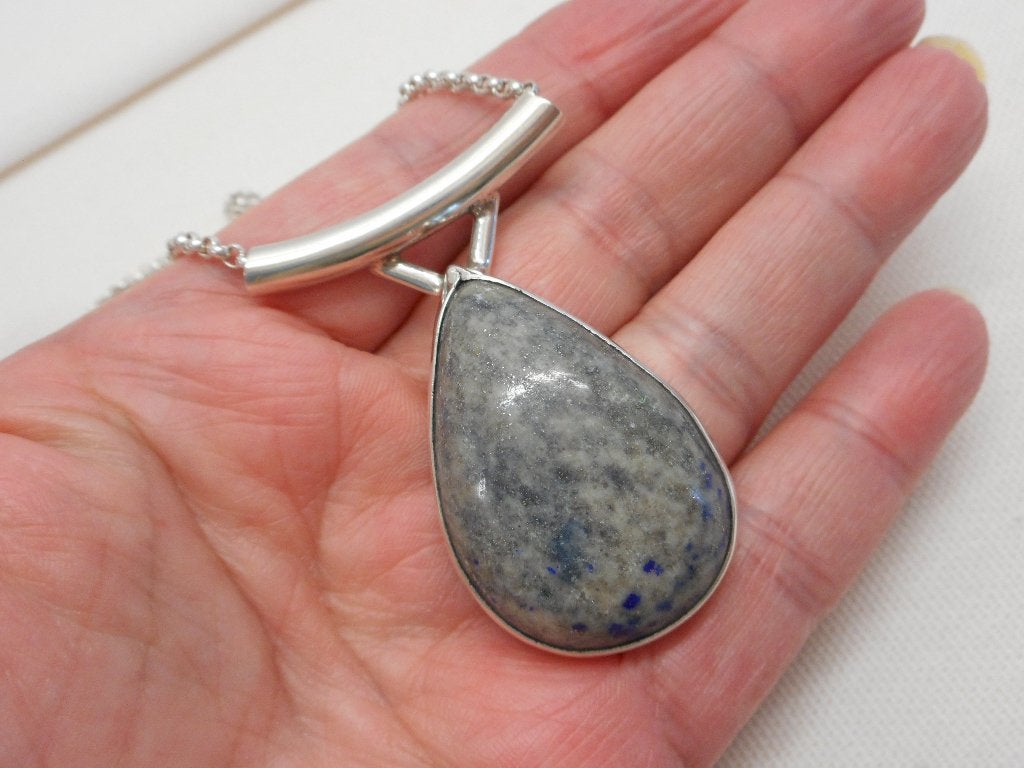 Zilveren jasseron ketting met grote steen hanger nr.280