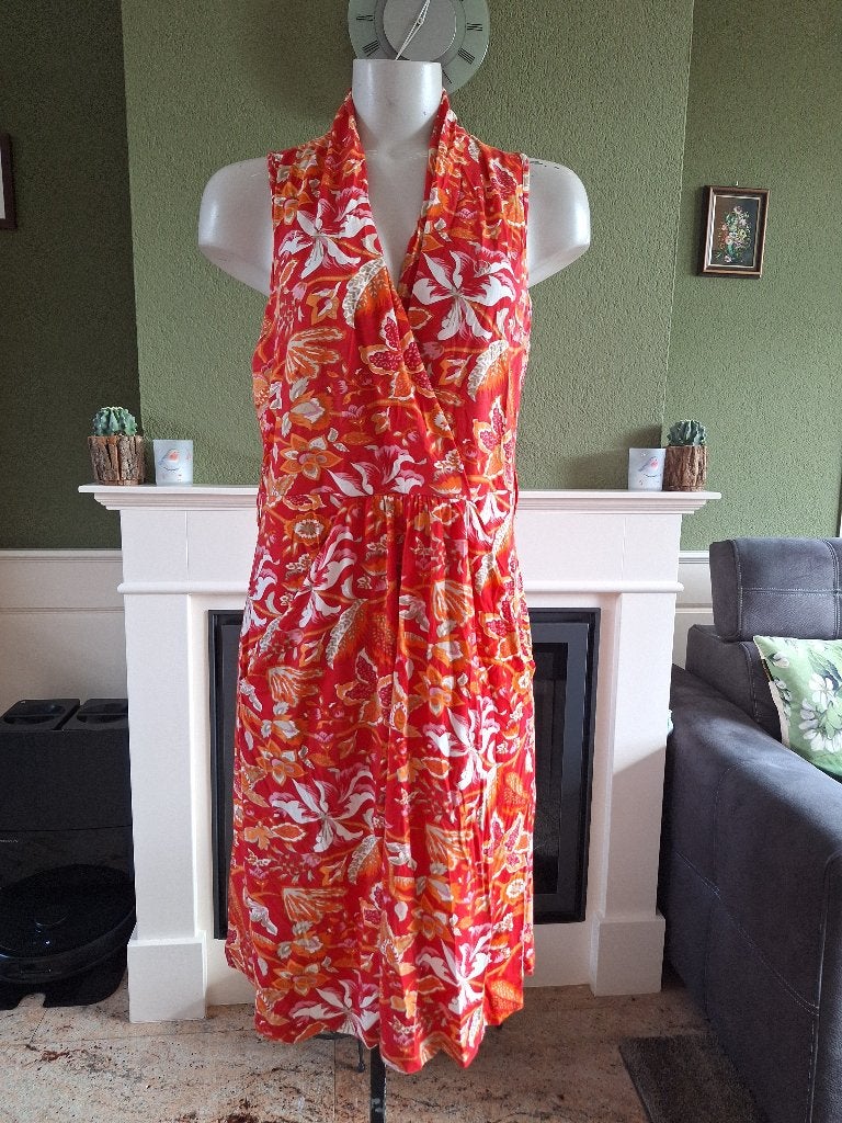 River Woods rood oranje roze jurk met zakken XL, Verzenden, River Woods, Maat 46/48 (XL) of groter, Zo goed als nieuw